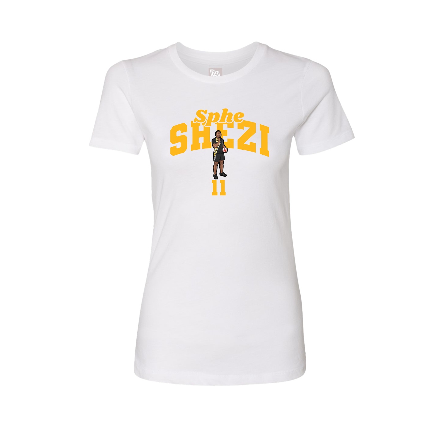 Fitted Women's Tee — Signature Arch in White