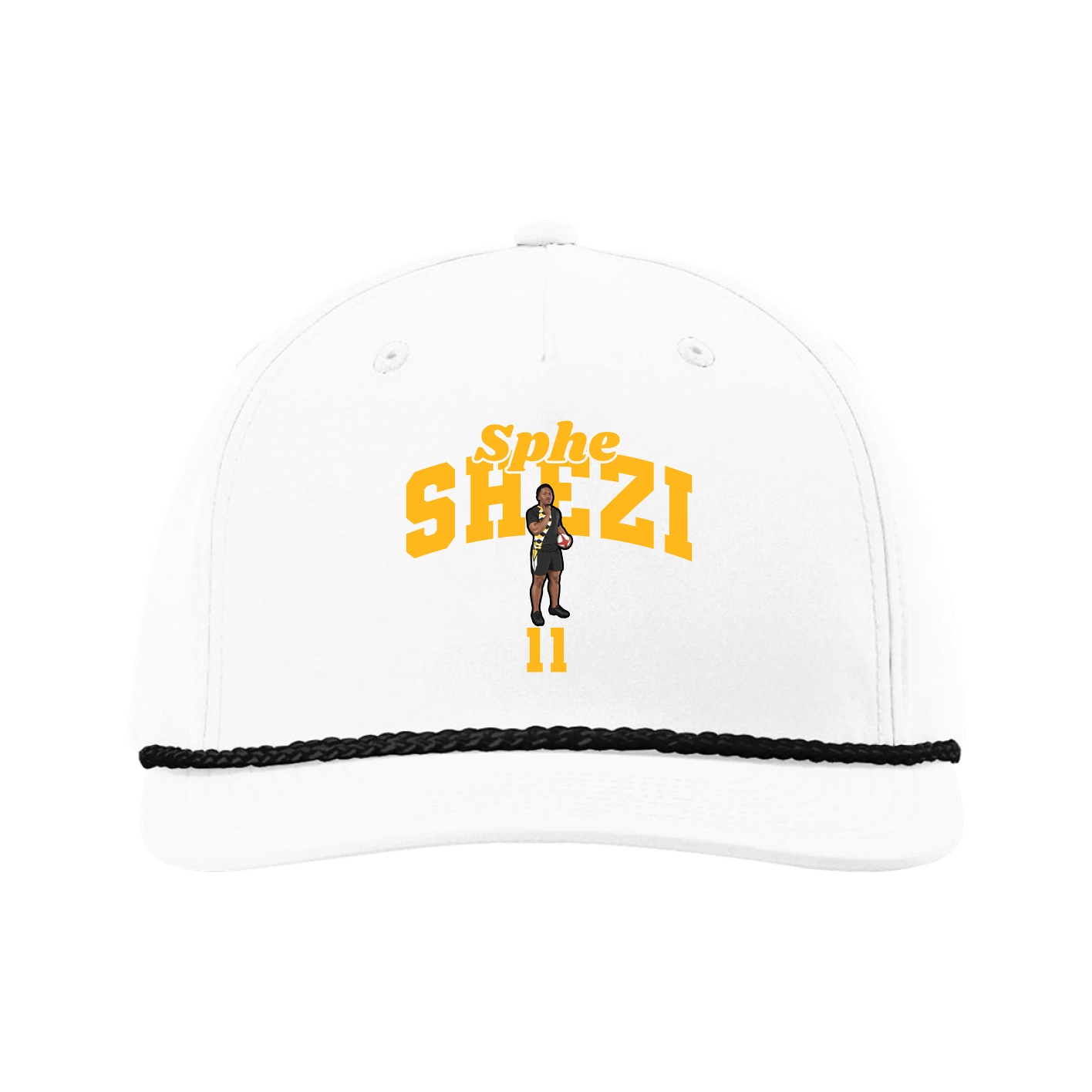Five-Panel Classic Rope Cap — Signature Arch in White
