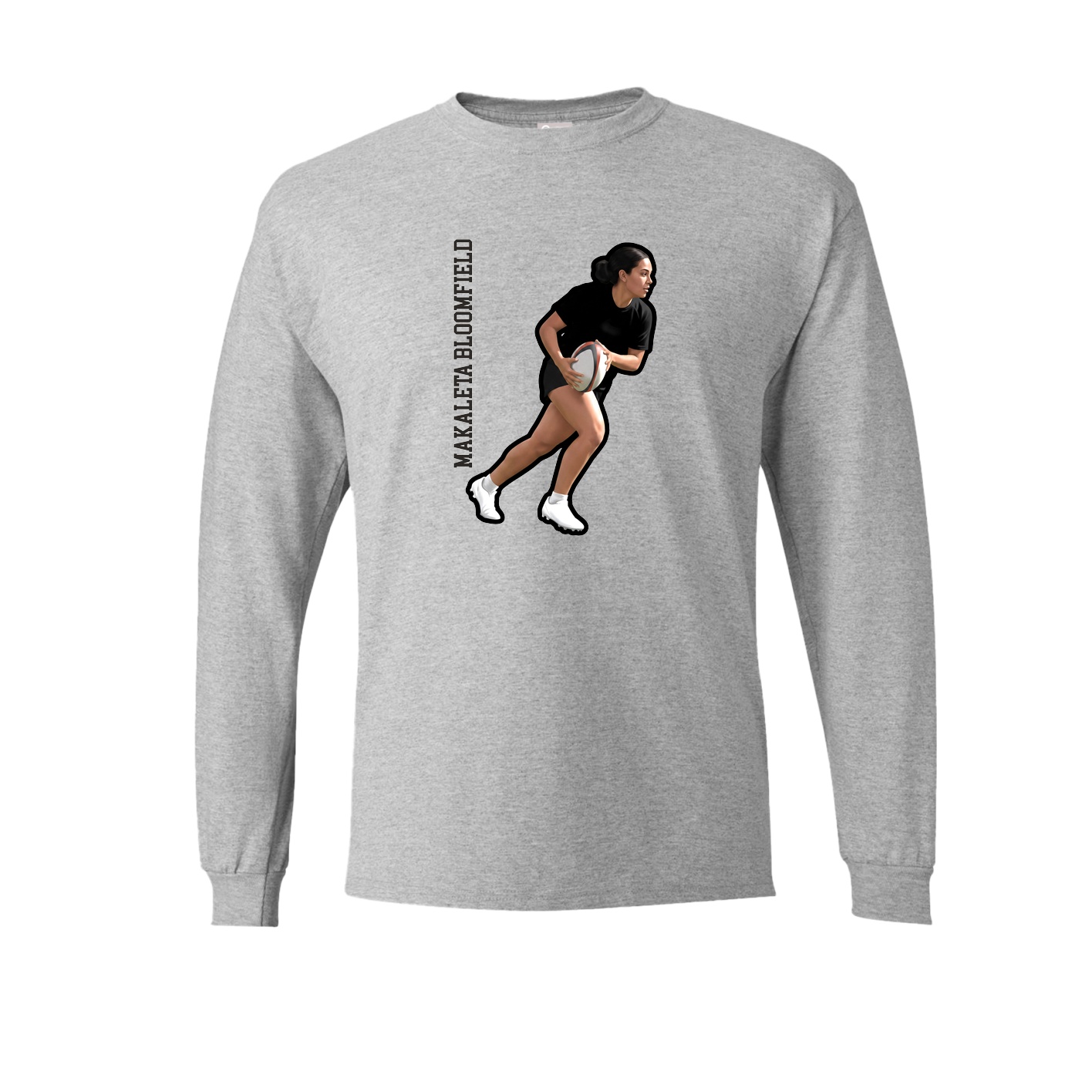 Long Sleeve Tee — Name Vertical in Grey