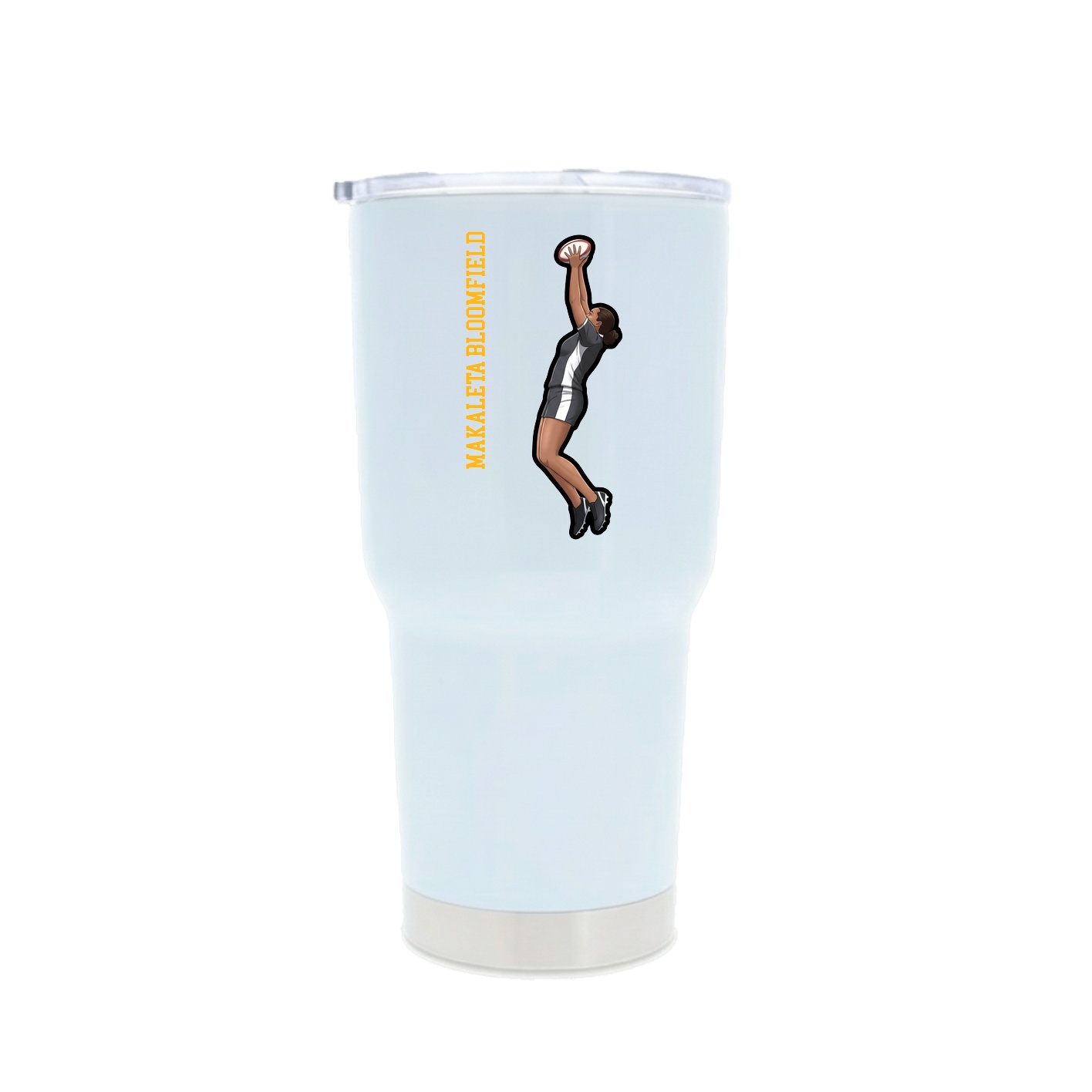 30oz Stainless Steel Tumbler — Name Vertical in White