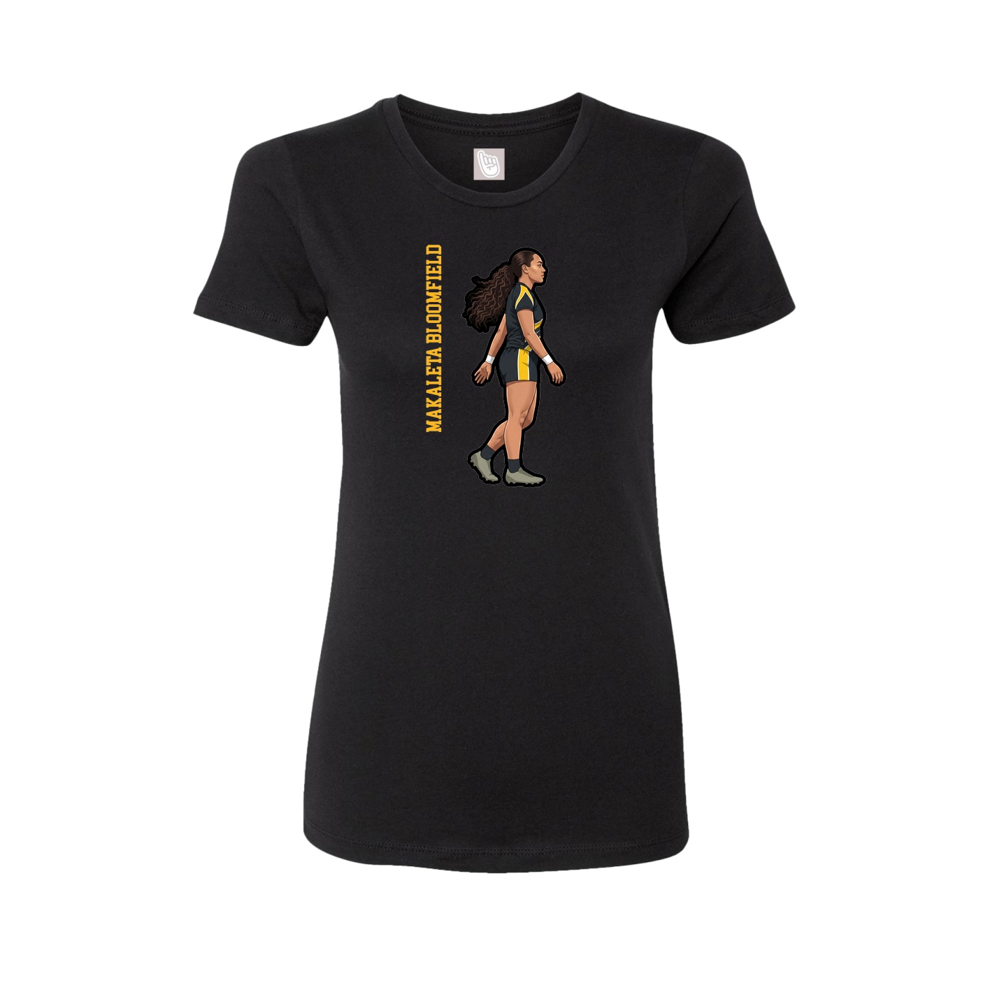 Womens Tee — Name Vertical in Black