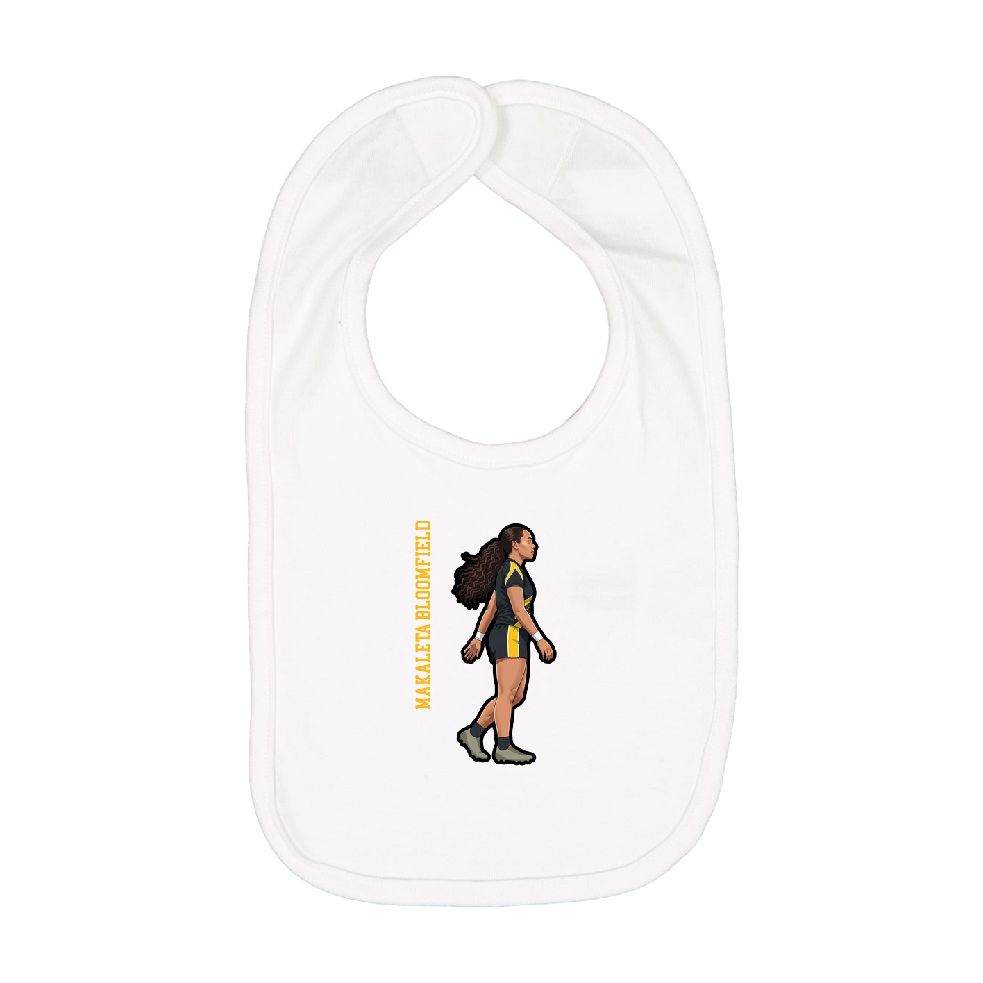 Infant Bib — Name Vertical in White