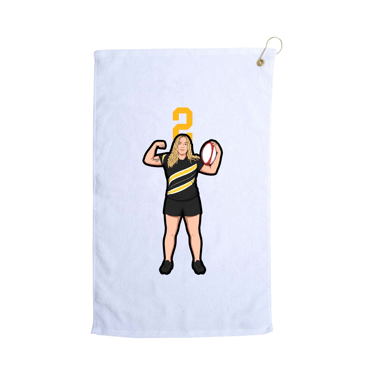 Golf Towel — Number Top in White
