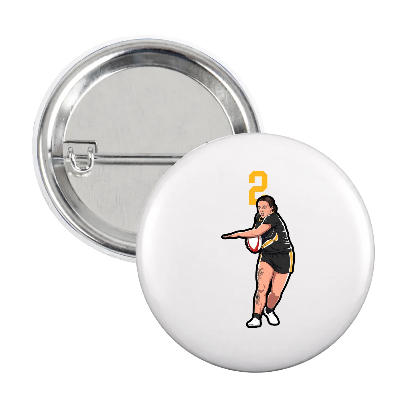 Game Day Button — Number Top in White