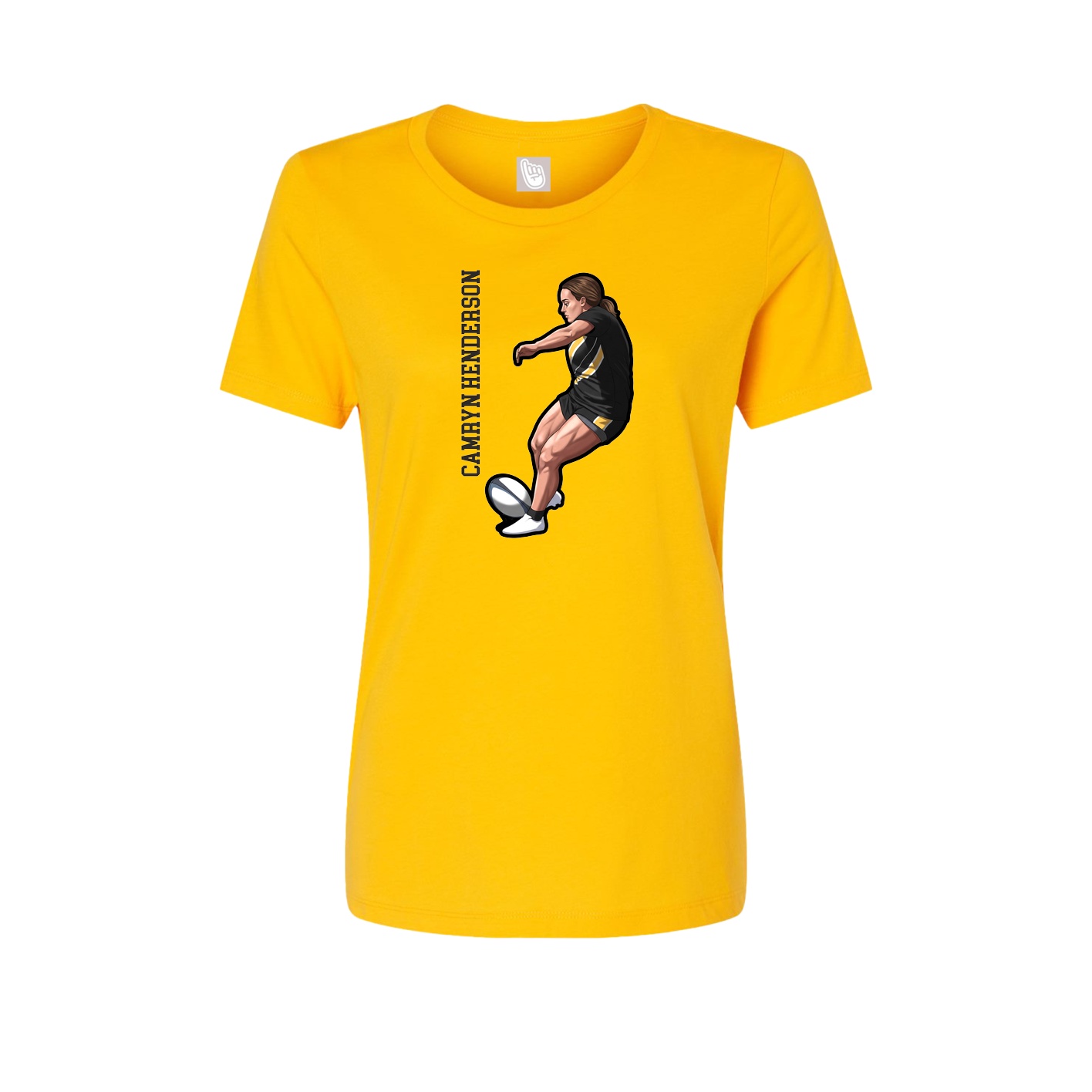 Womens Tee — Name Vertical in Gold