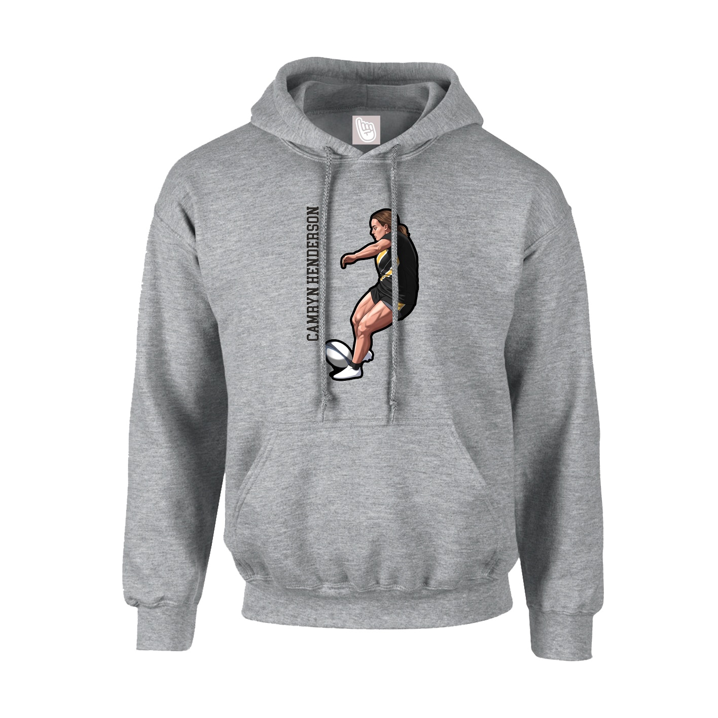 Youth Hoodie — Name Vertical in Grey