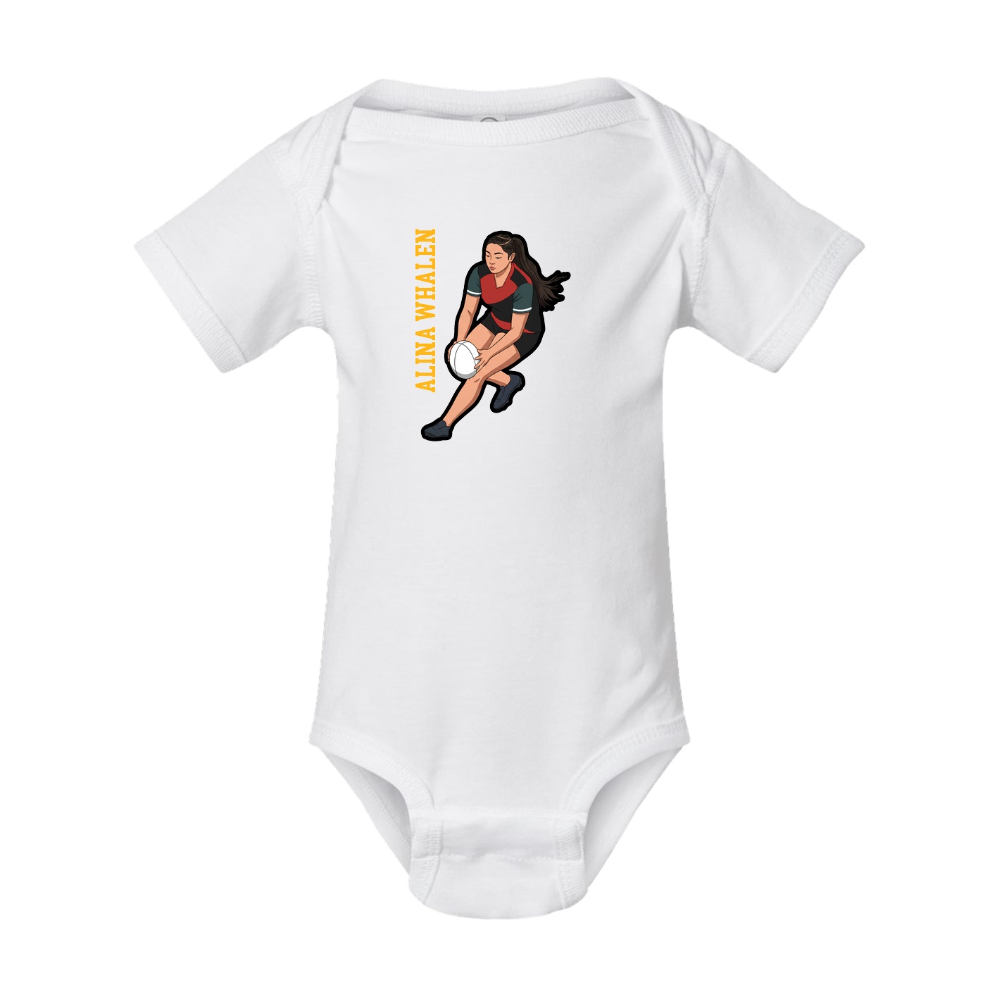 Baby Onesie — Name Vertical in White