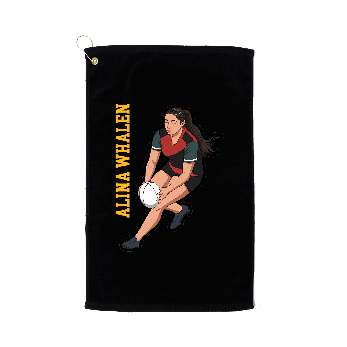 Golf Towel — Name Vertical in Black