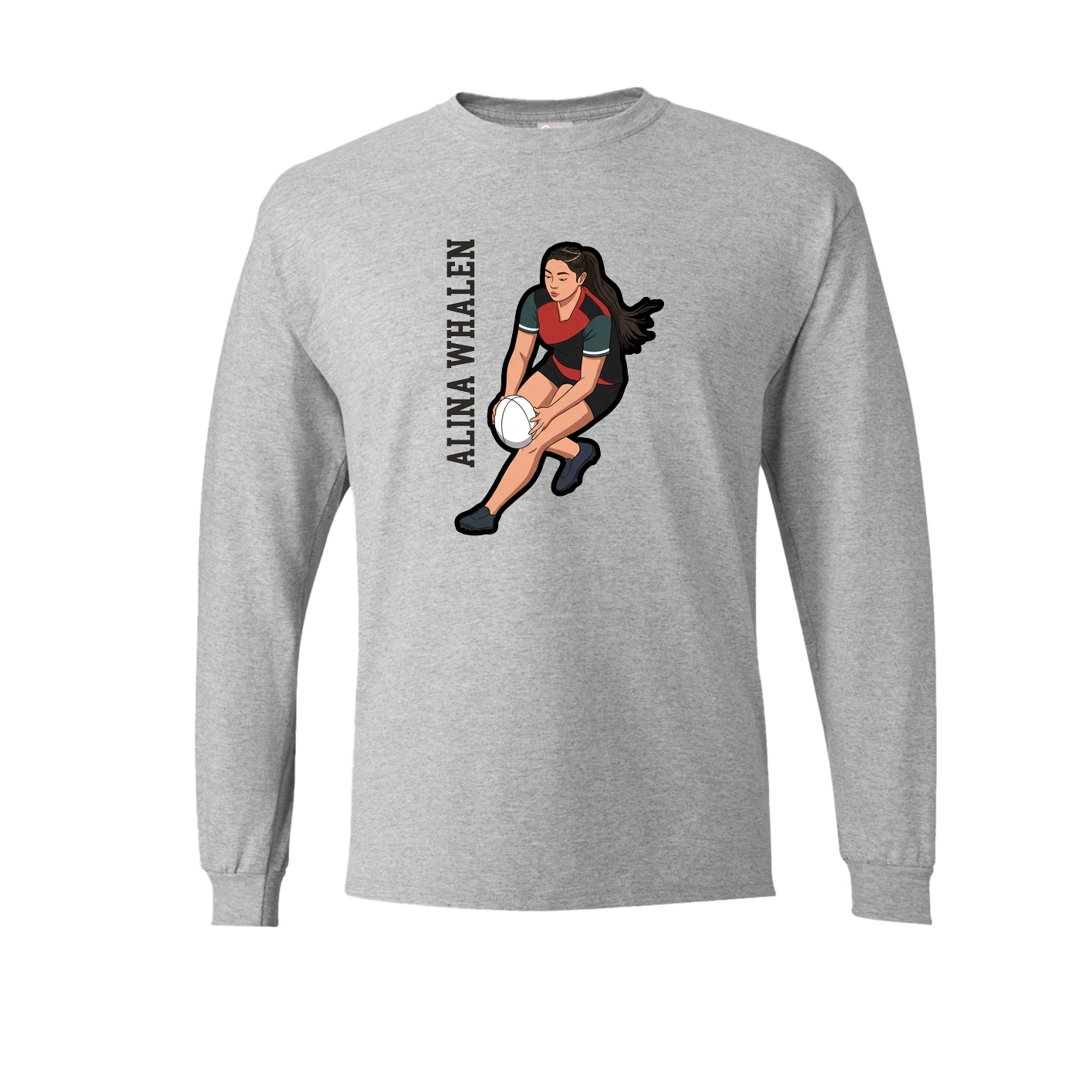 Long Sleeve Tee — Name Vertical in Grey