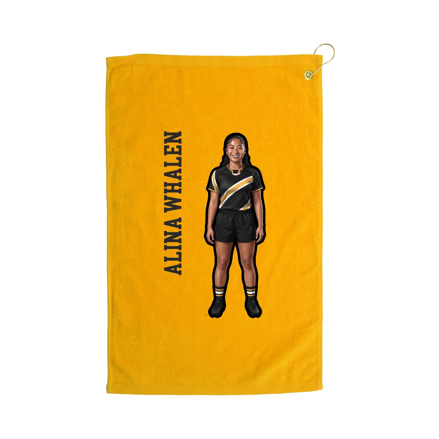 Golf Towel — Name Vertical in Gold