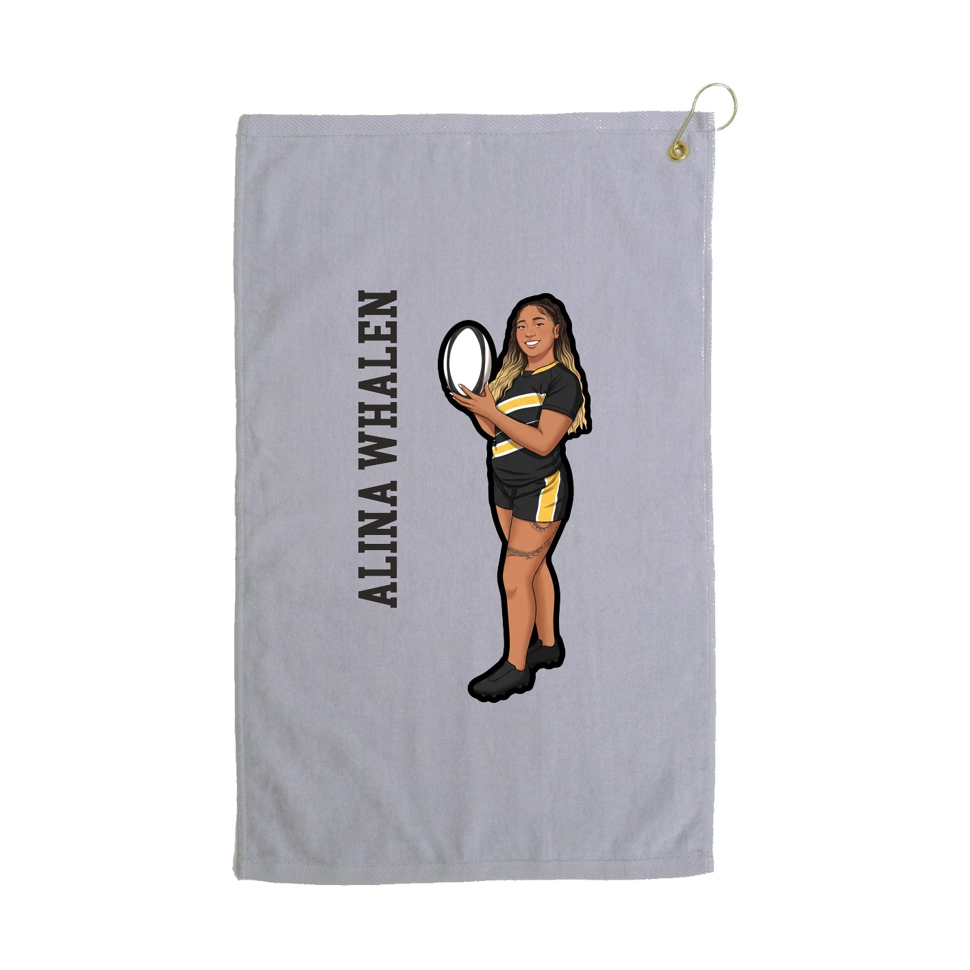 Golf Towel — Name Vertical in Grey