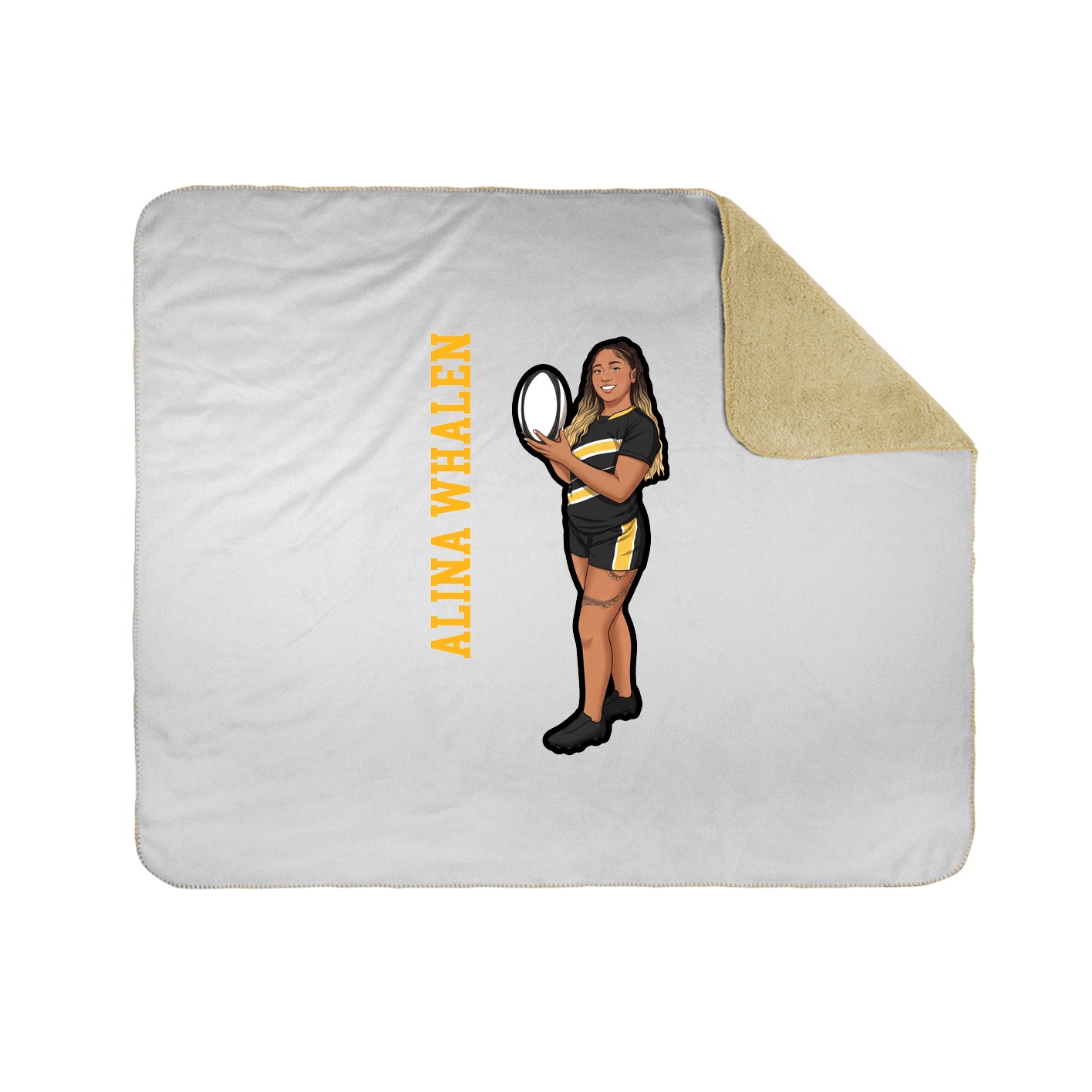 Throw Blanket — Name Vertical in White