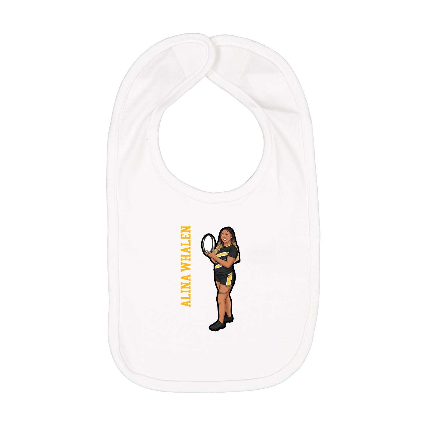 Infant Bib — Name Vertical in White