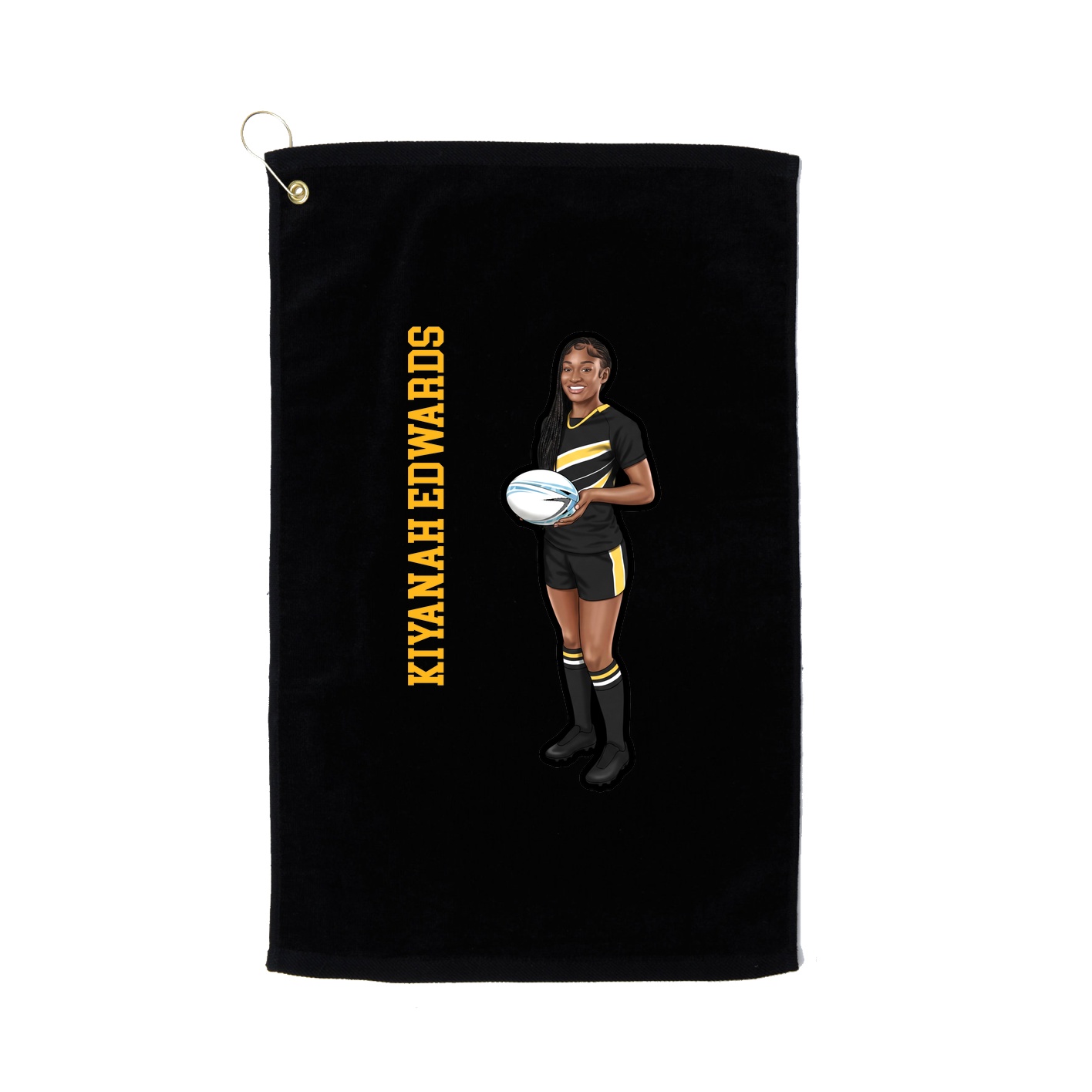 Golf Towel — Name Vertical in Black