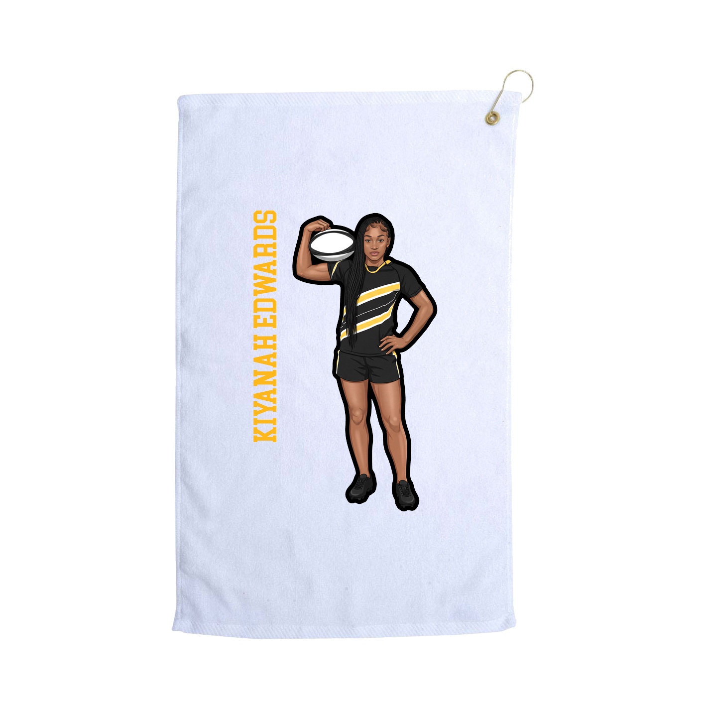 Golf Towel — Name Vertical in White