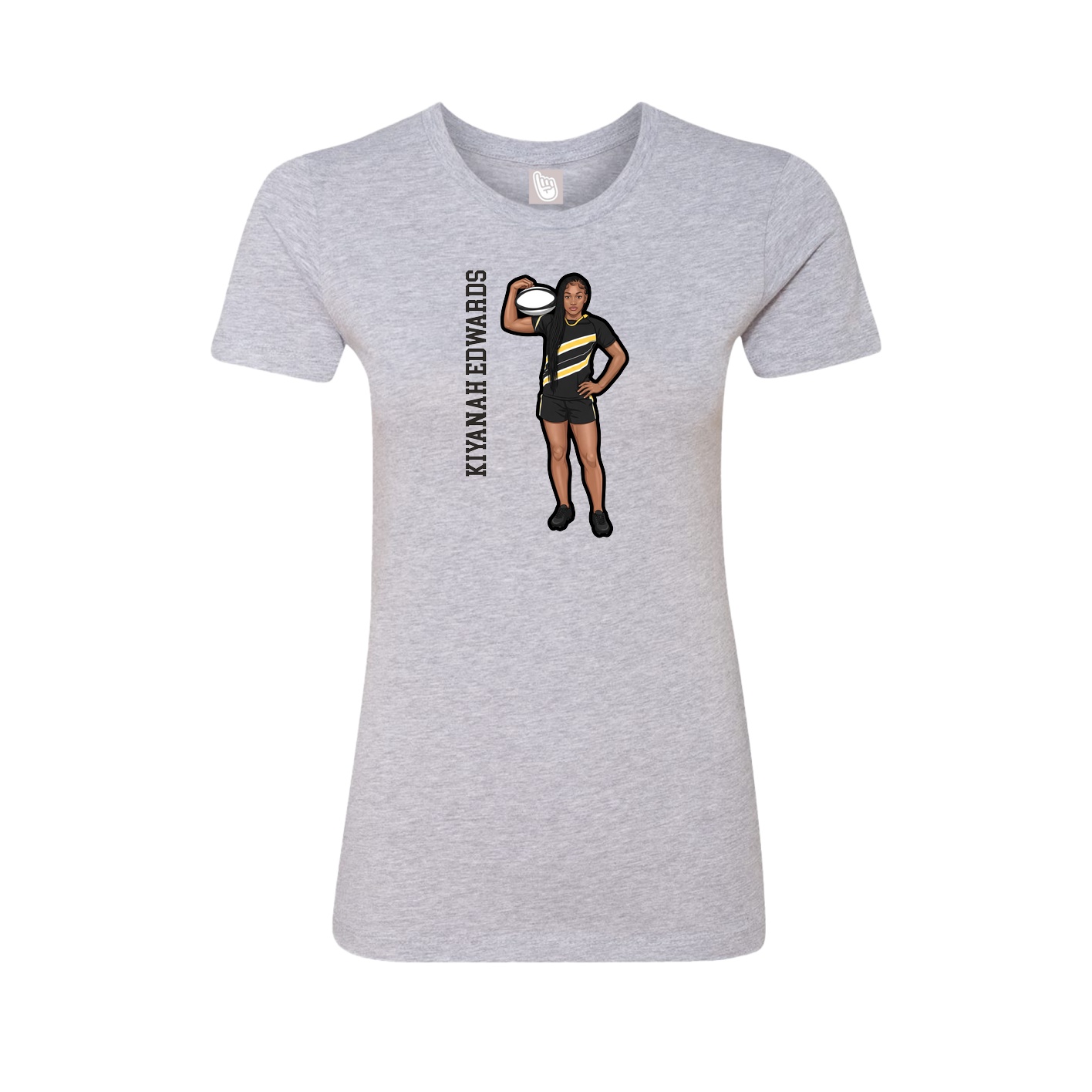 Fitted Women's Tee — Name Vertical in Grey