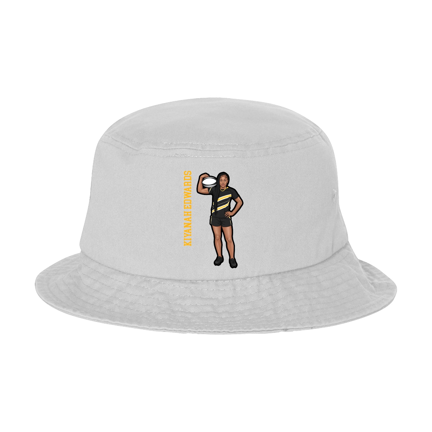 Bucket Cap — Name Vertical in White
