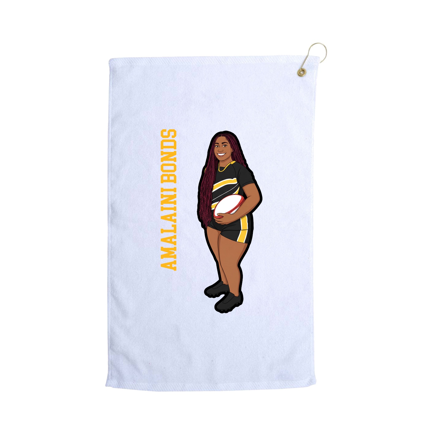 Golf Towel — Name Vertical in White