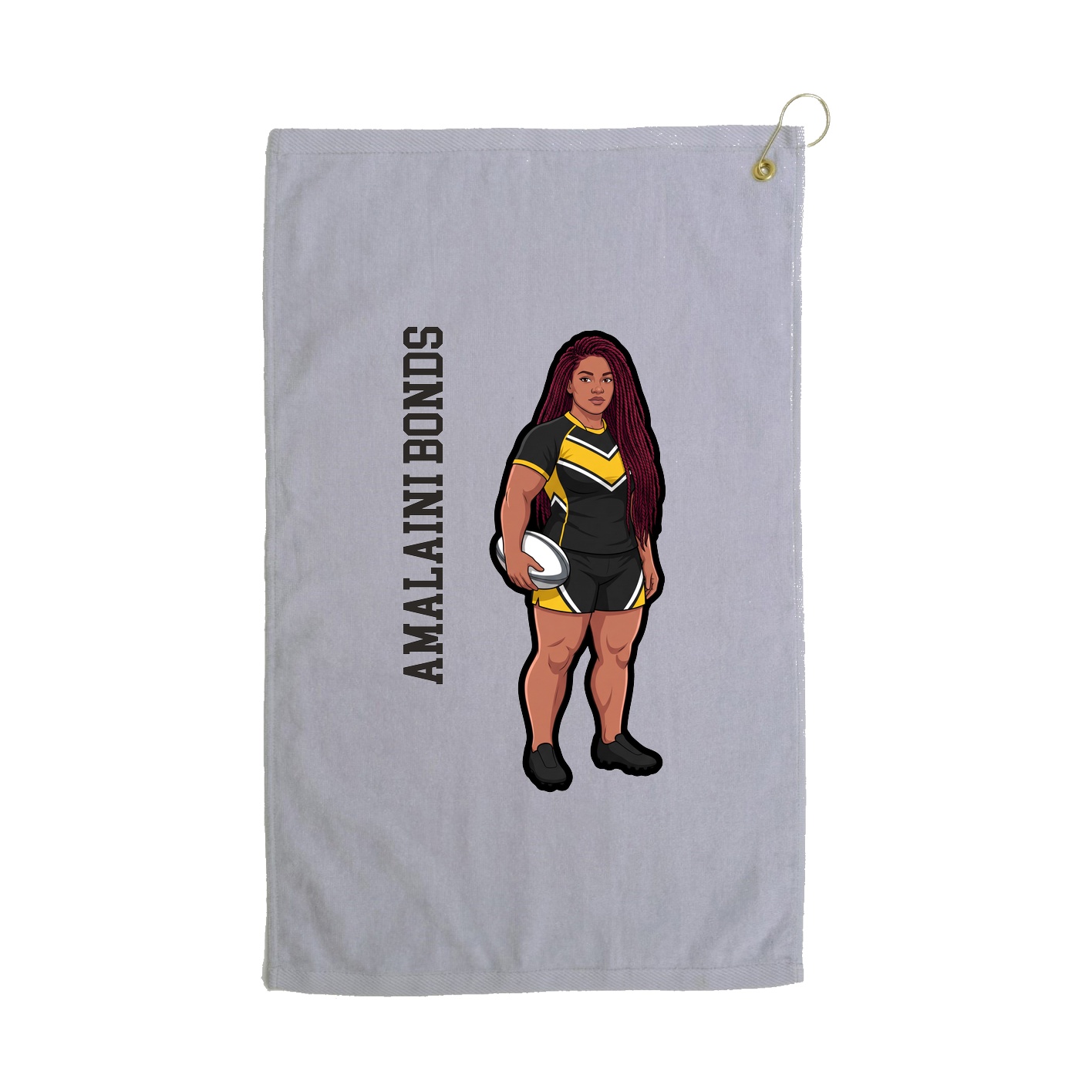 Golf Towel — Name Vertical in Grey