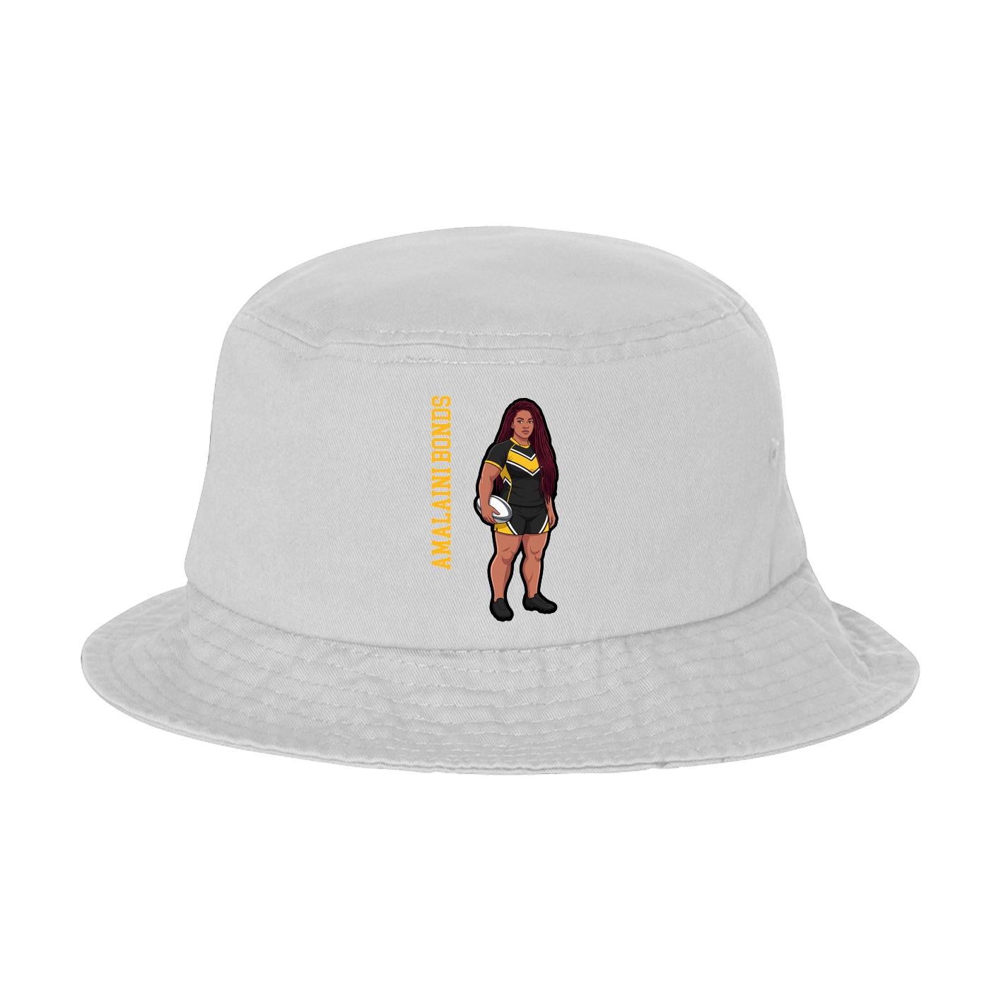Bucket Cap — Name Vertical in White