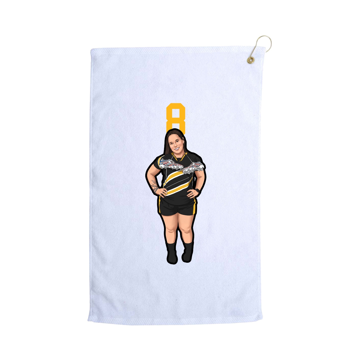 Golf Towel — Number Top in White
