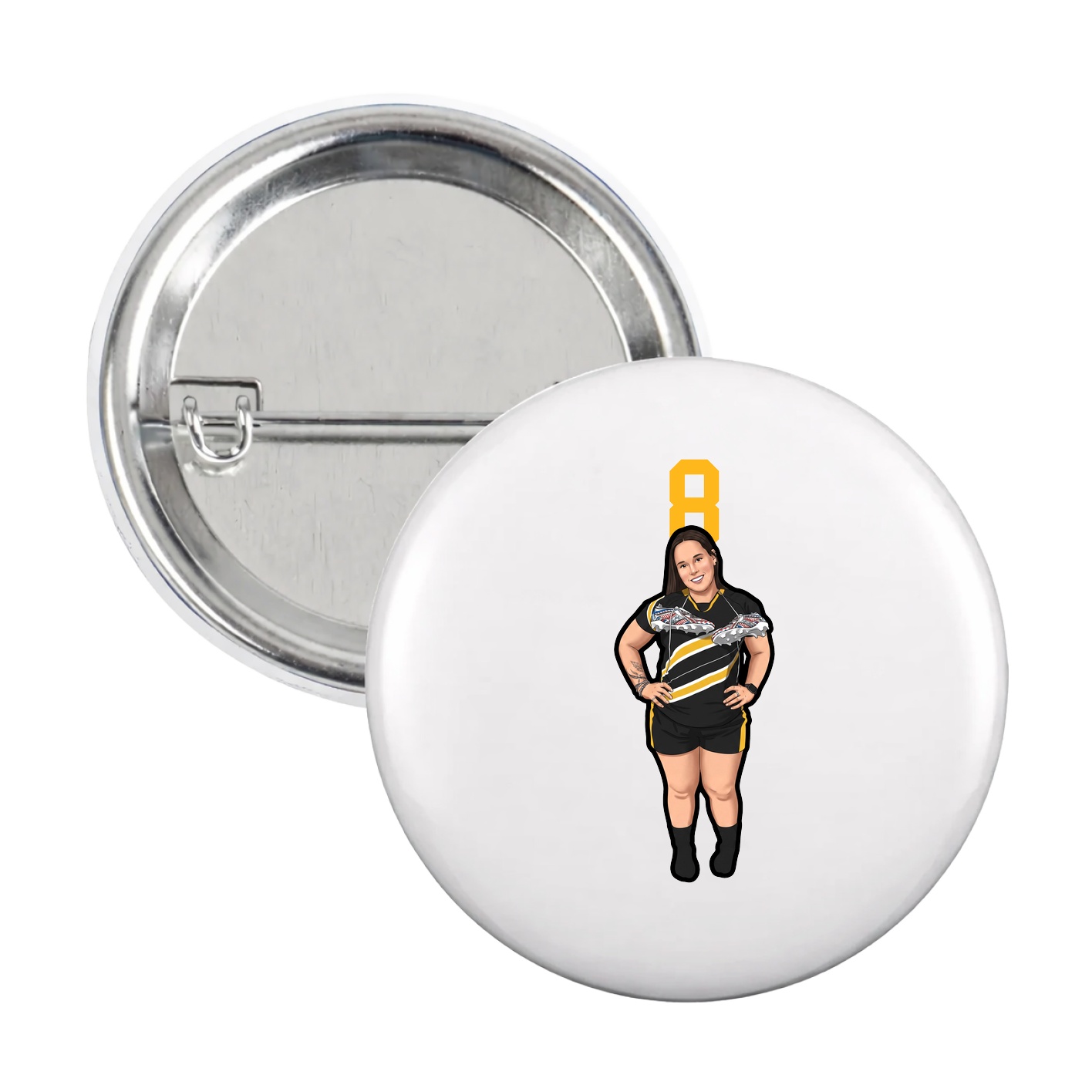 Game Day Button — Number Top in White