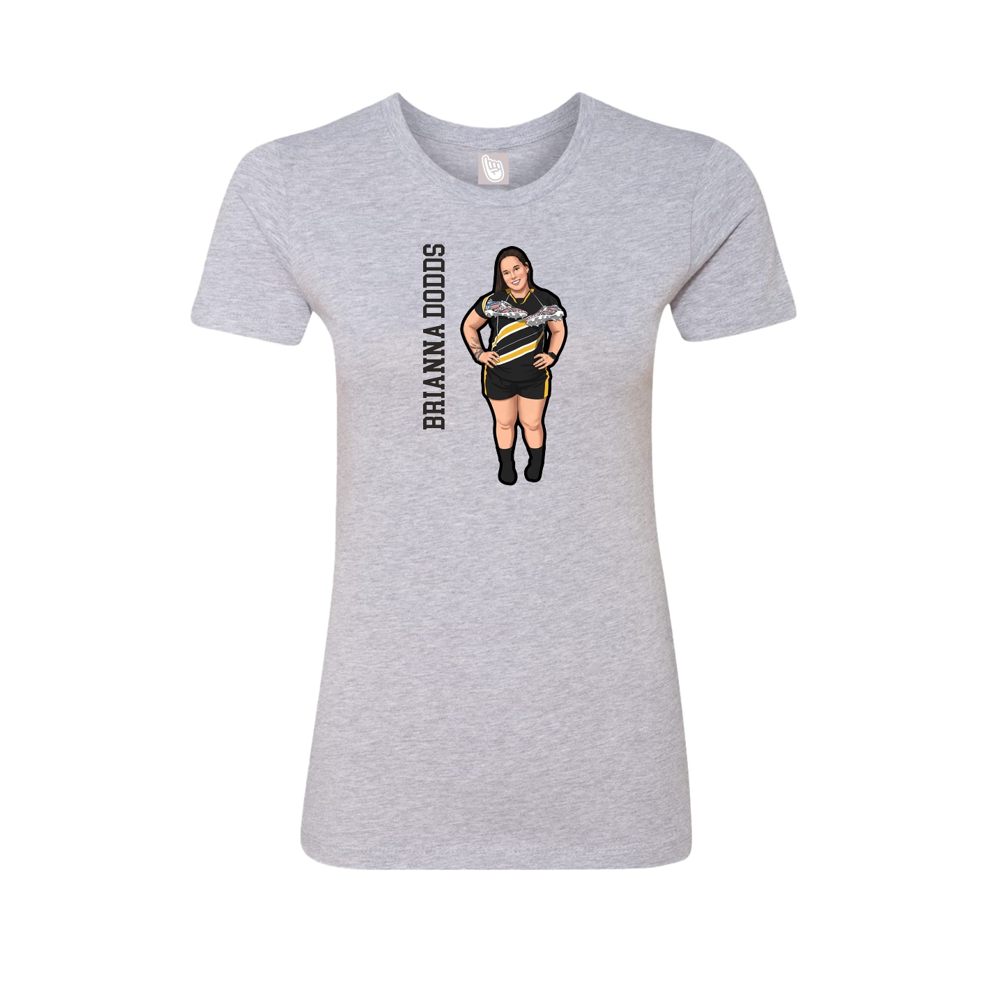 Womens Tee — Name Vertical in Grey