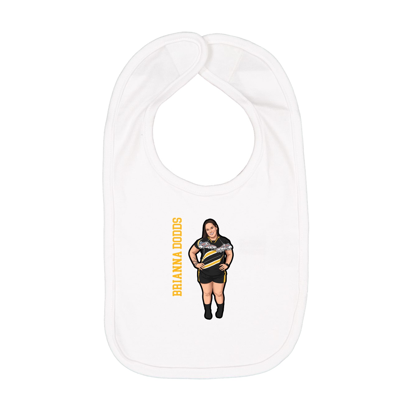 Infant Bib — Name Vertical in White