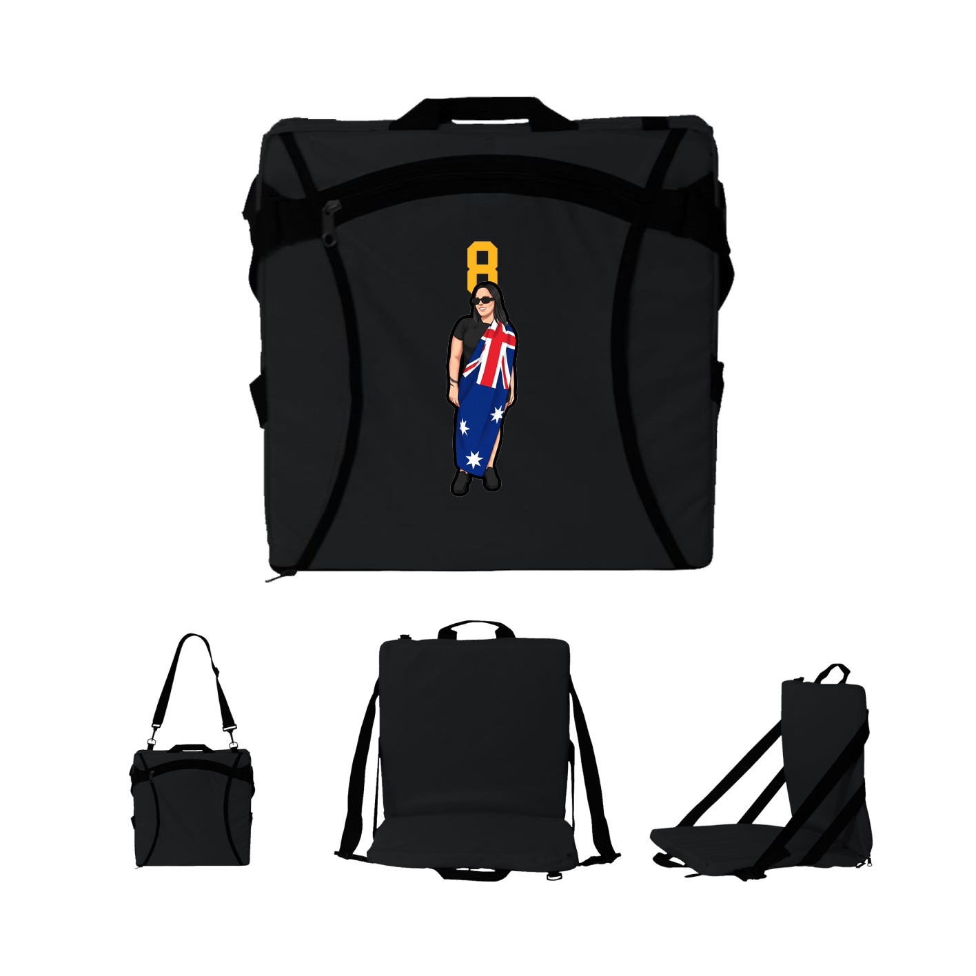 Folding Stadium Seat — Number Top in Black