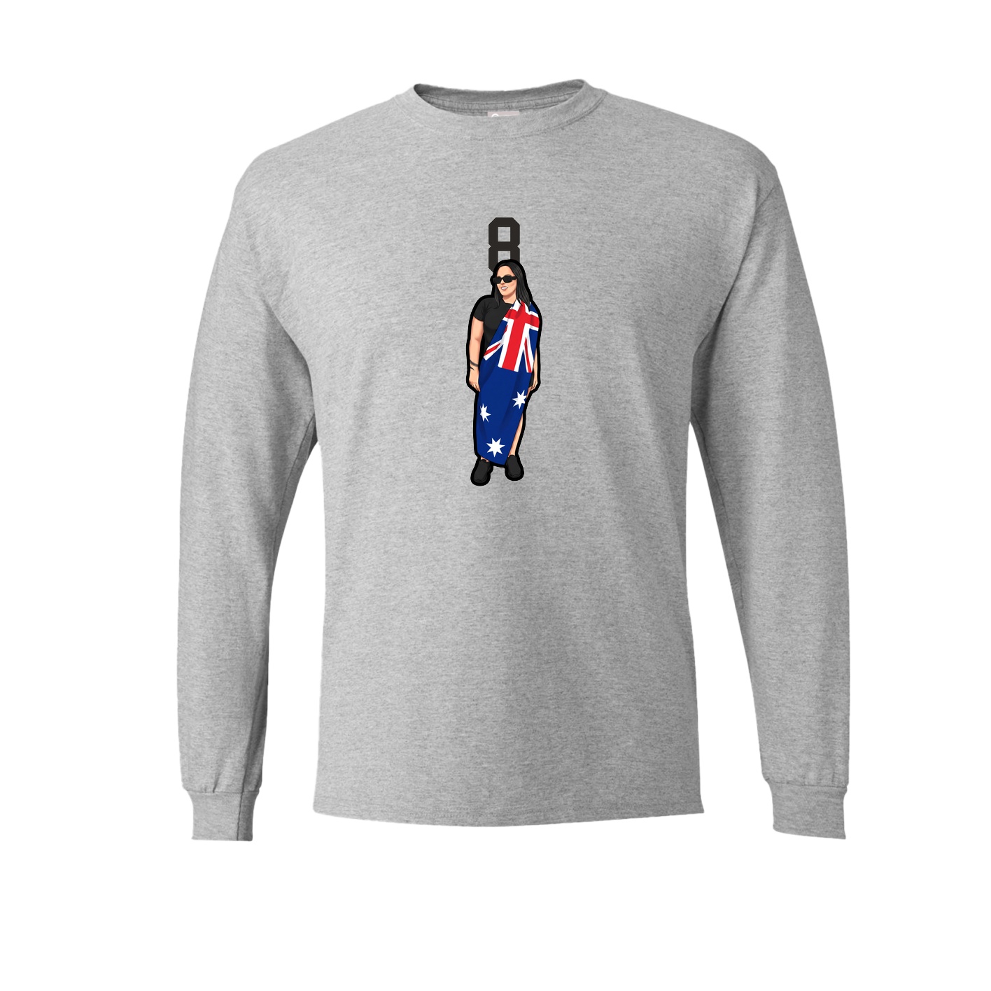 Long Sleeve Tee — Number Top in Grey