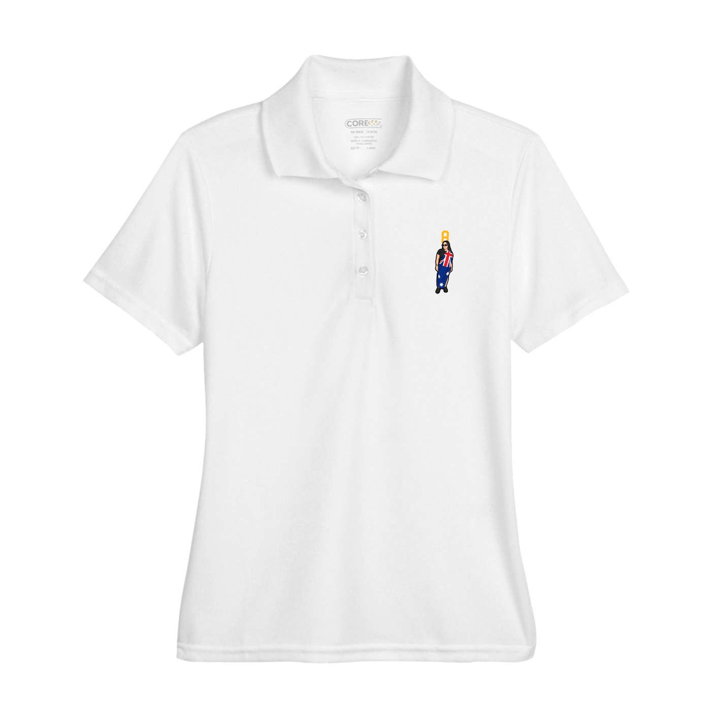 Womens Performance Polo — Number Top in White