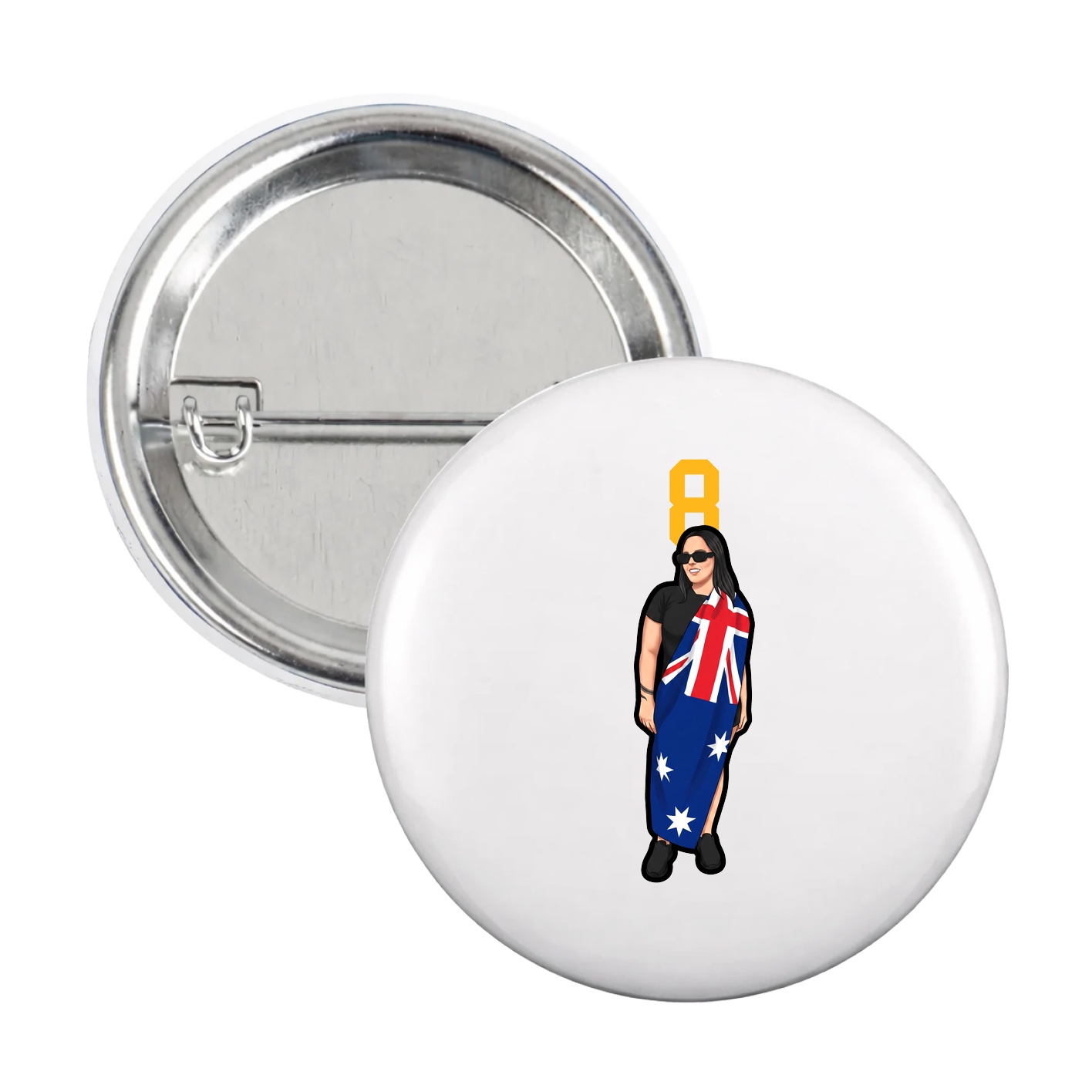 Game Day Button — Number Top in White