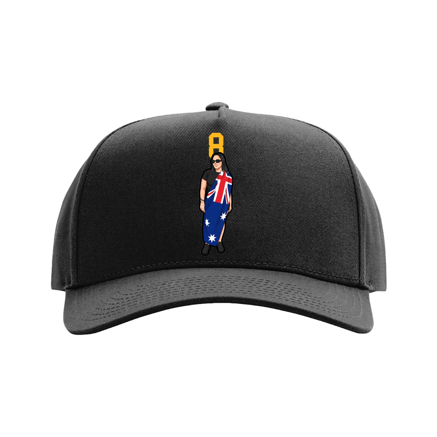 Full Fabric Five-Panel Champ Cap — Number Top in Black
