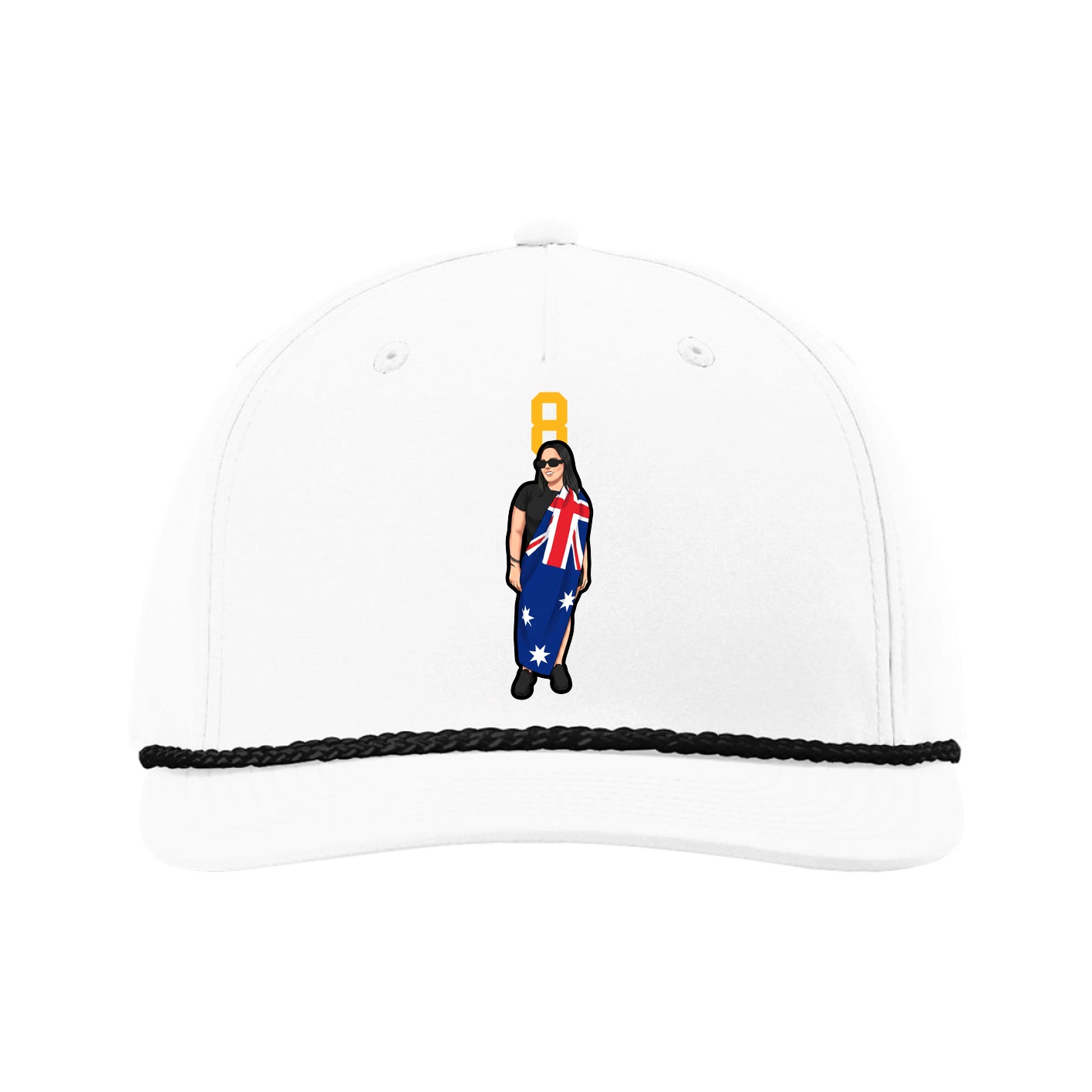 Five-Panel Classic Rope Cap — Number Top in White