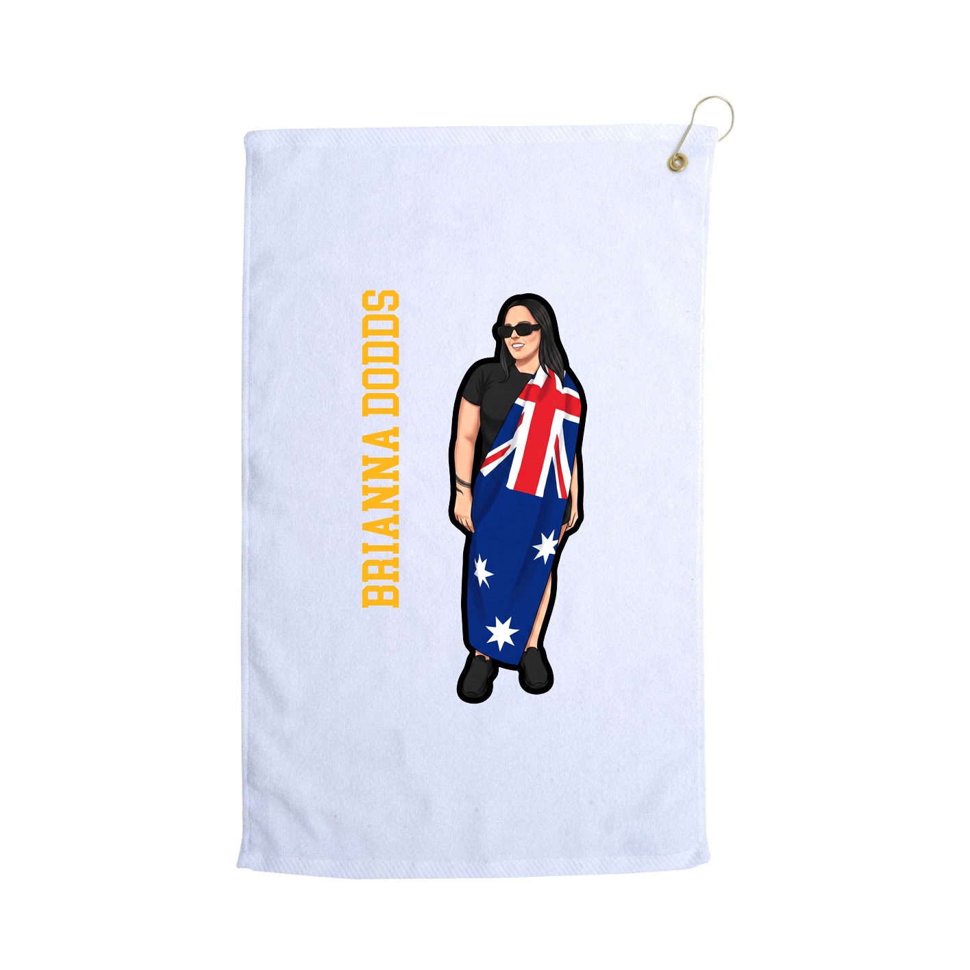 Golf Towel — Name Vertical in White