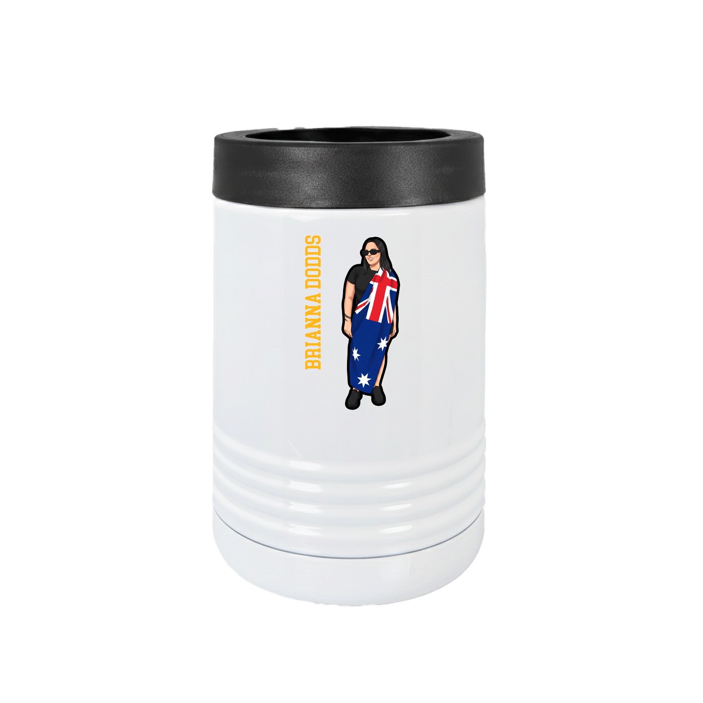 Beverage Holder — Name Vertical in White
