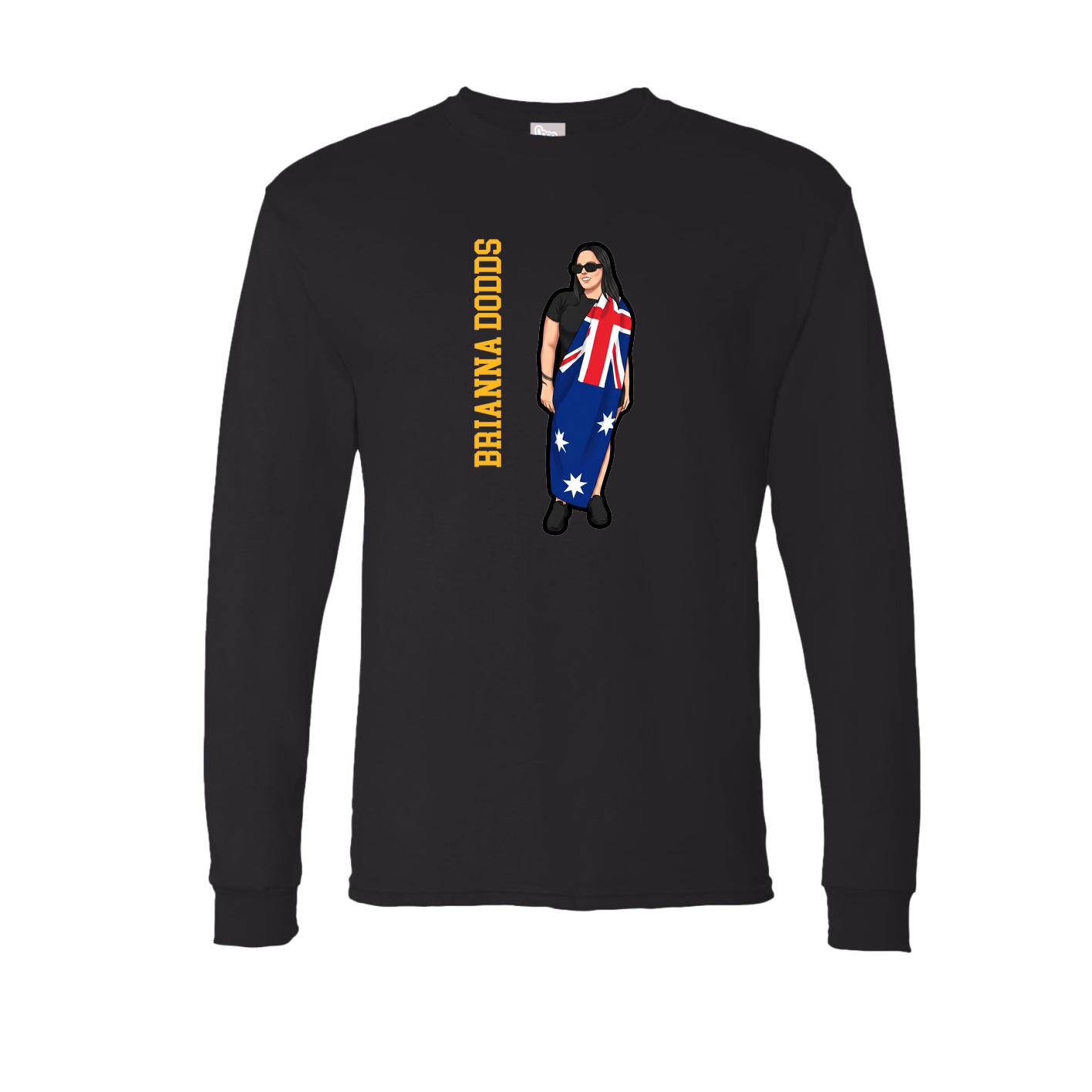 Long Sleeve Tee — Name Vertical in Black