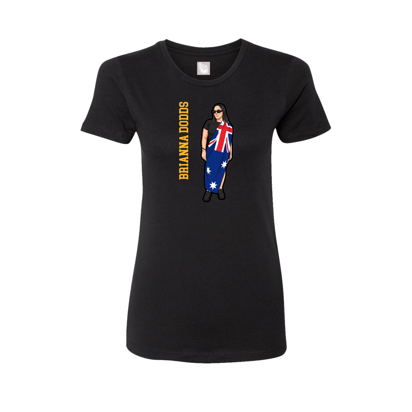 Womens Tee — Name Vertical in Black
