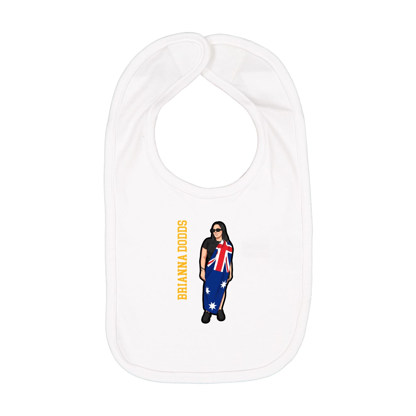 Infant Bib — Name Vertical in White