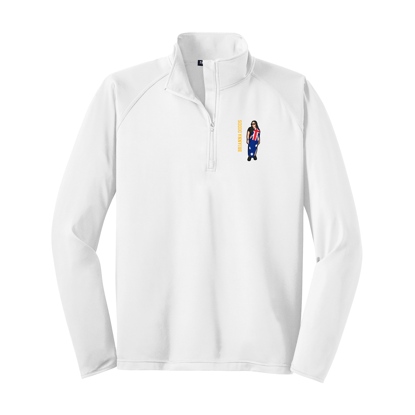 Q-Zip Pullover — Name Vertical in White