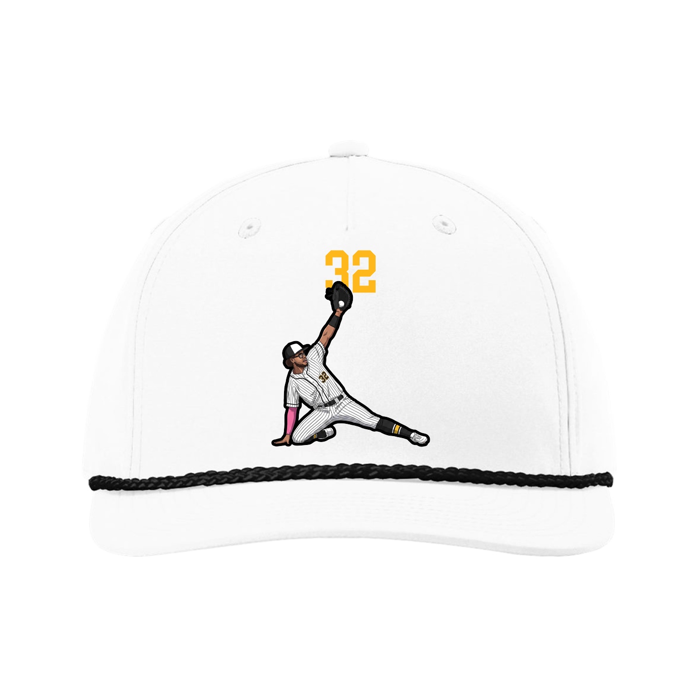 Five-Panel Classic Rope Cap — Number Top in White