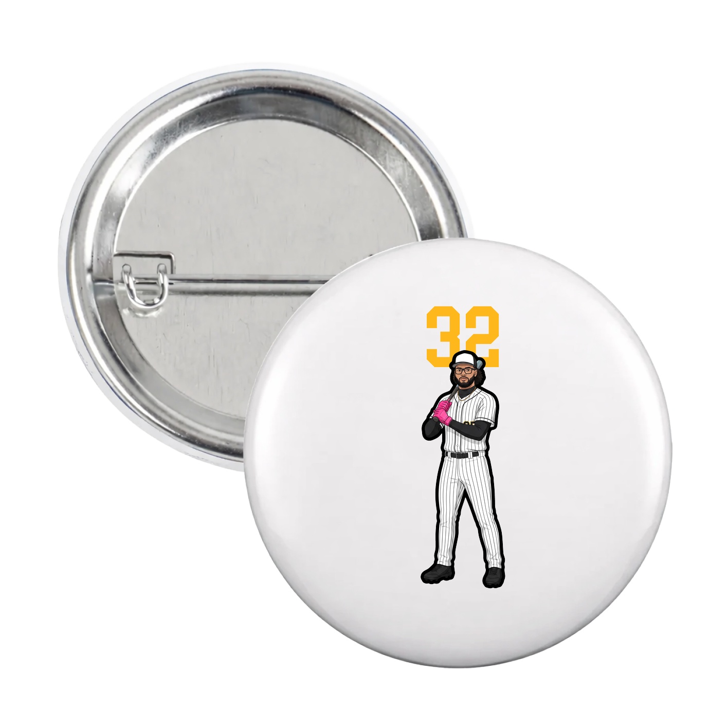 Game Day Button — Number Top in White