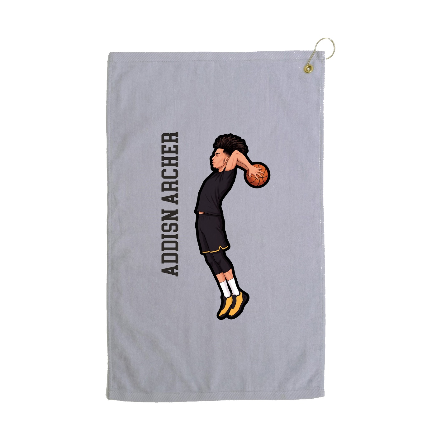 Golf Towel — Name Vertical in Grey