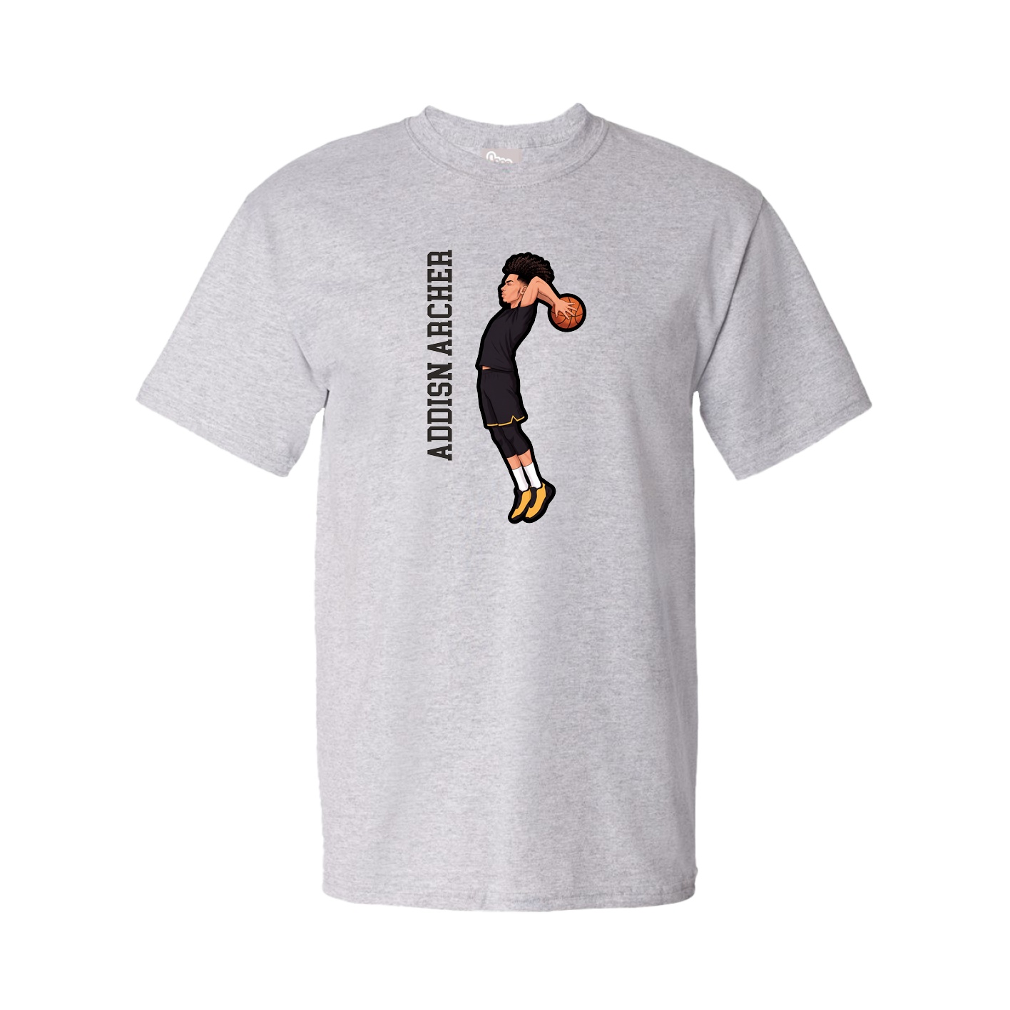 Youth Tee — Name Vertical in Grey