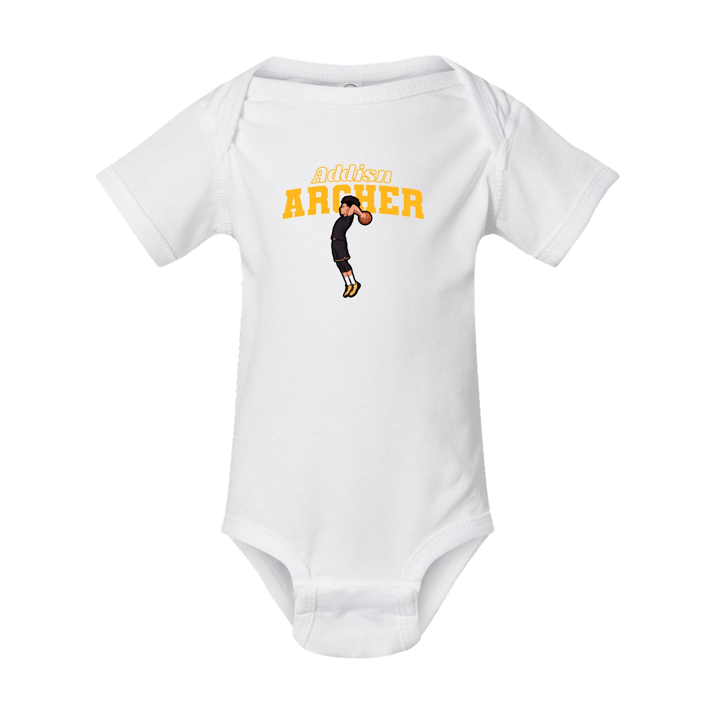Baby Onesie — Name Arch in White