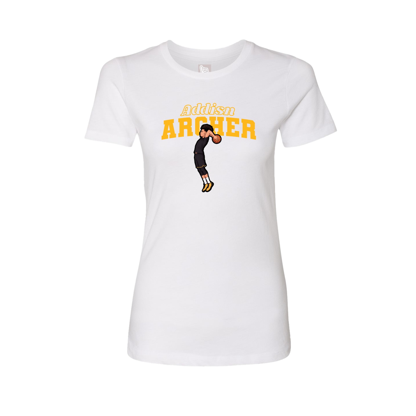 Fitted Women's Tee — Name Arch in White