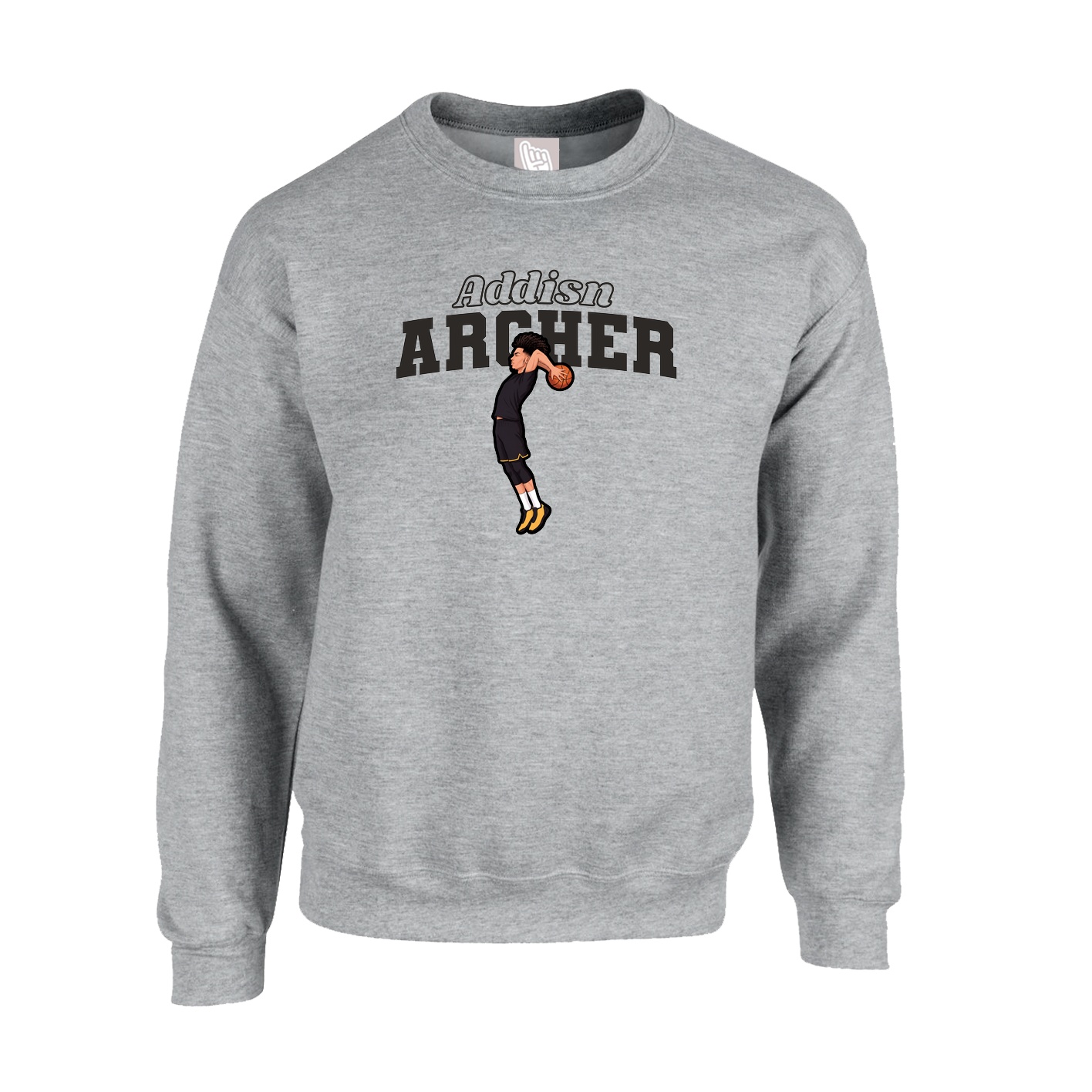 Fleece Crew — Name Arch in Grey