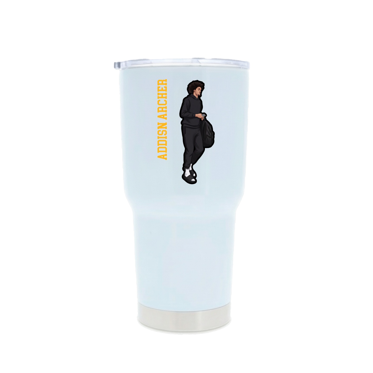 30oz Stainless Steel Tumbler — Name Vertical in White