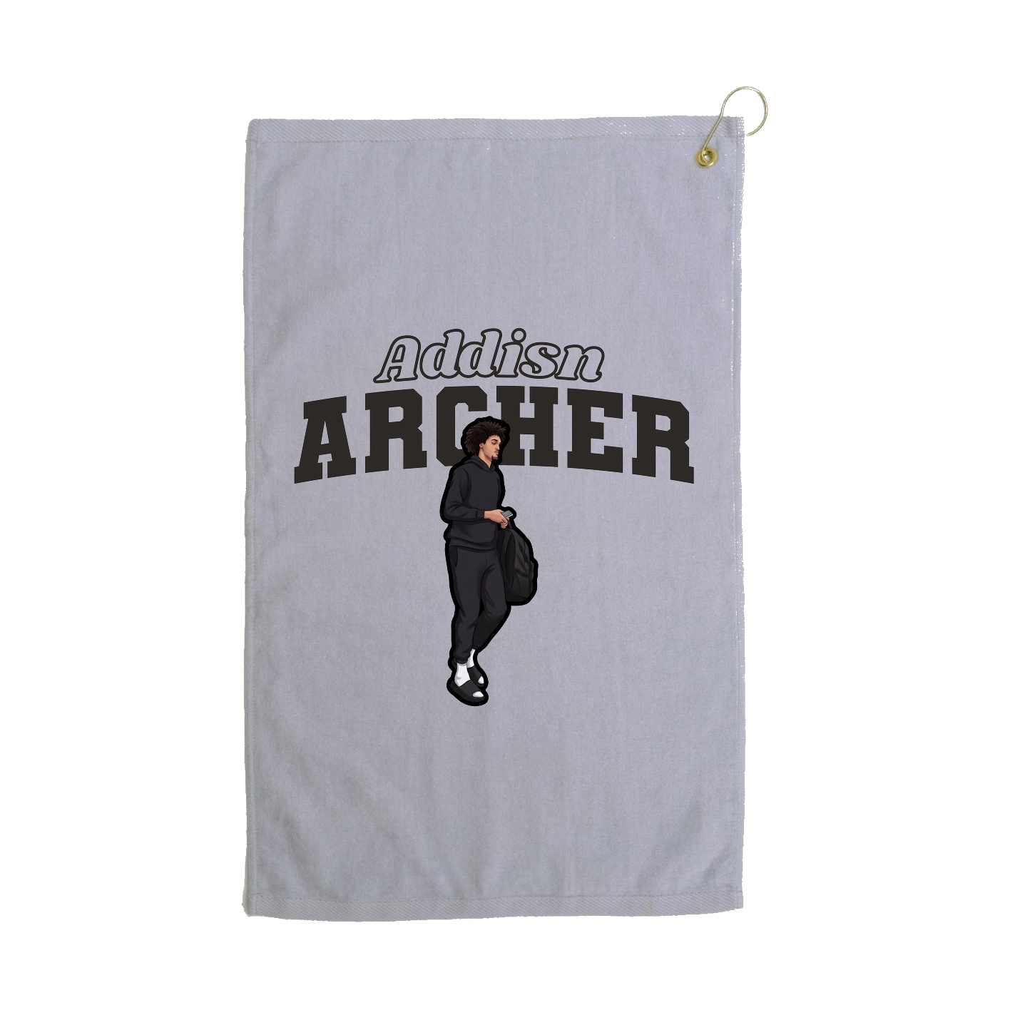 Golf Towel — Name Arch in Grey