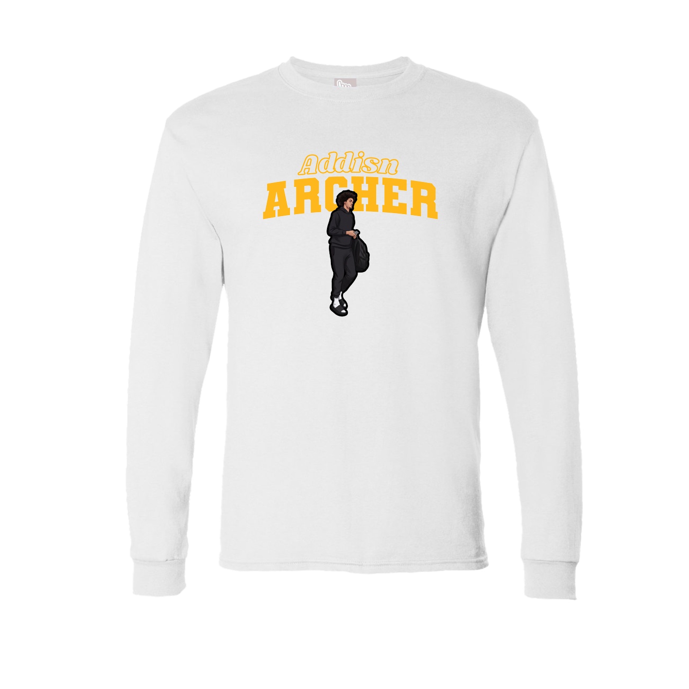 Long Sleeve Tee — Name Arch in White
